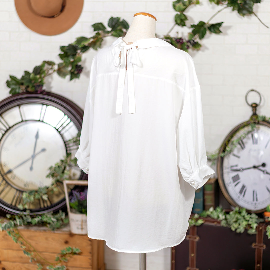 バックリボンタケノコ開襟ブラウス