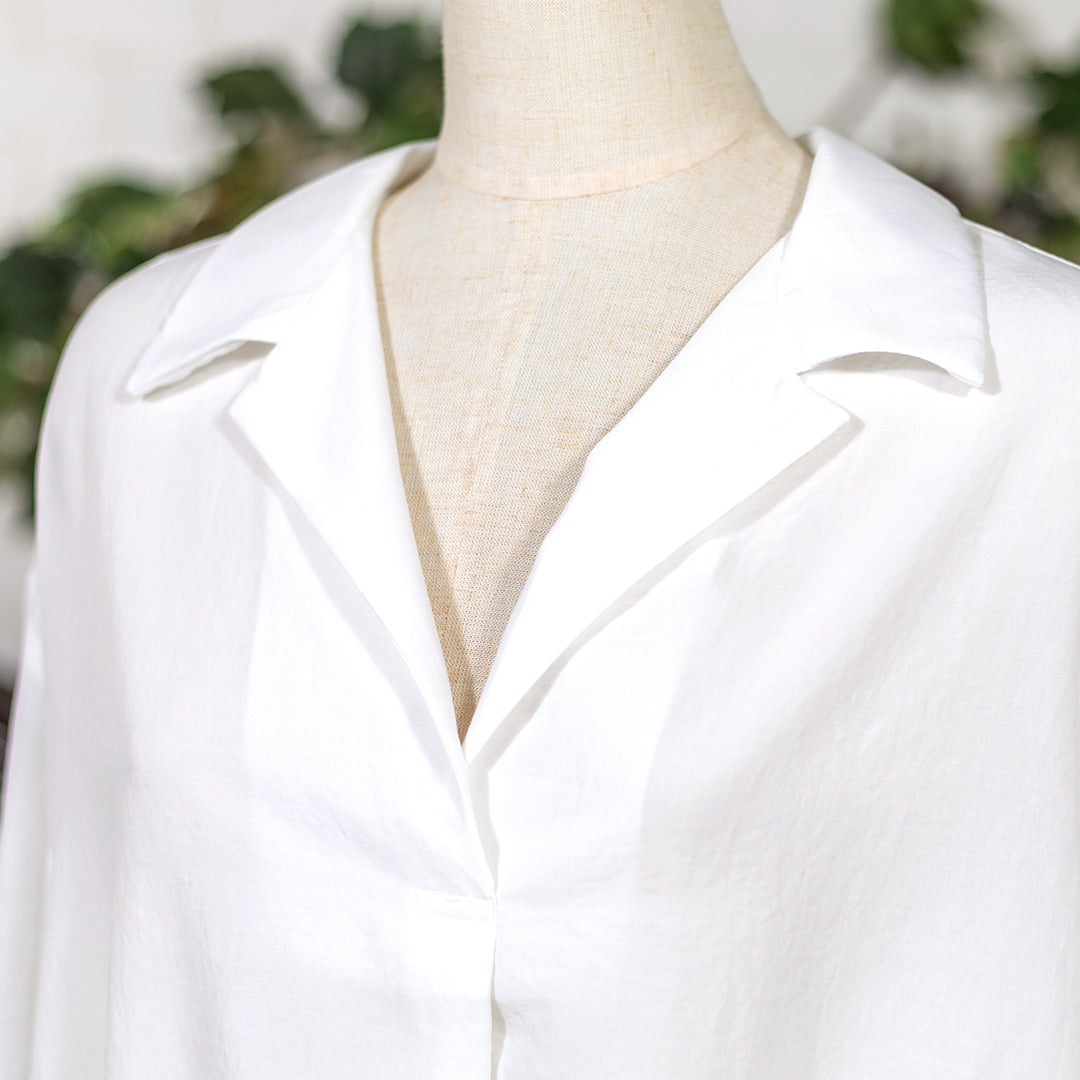 バックリボンタケノコ開襟ブラウス