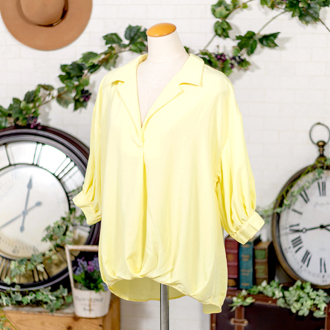 バックリボンタケノコ開襟ブラウス