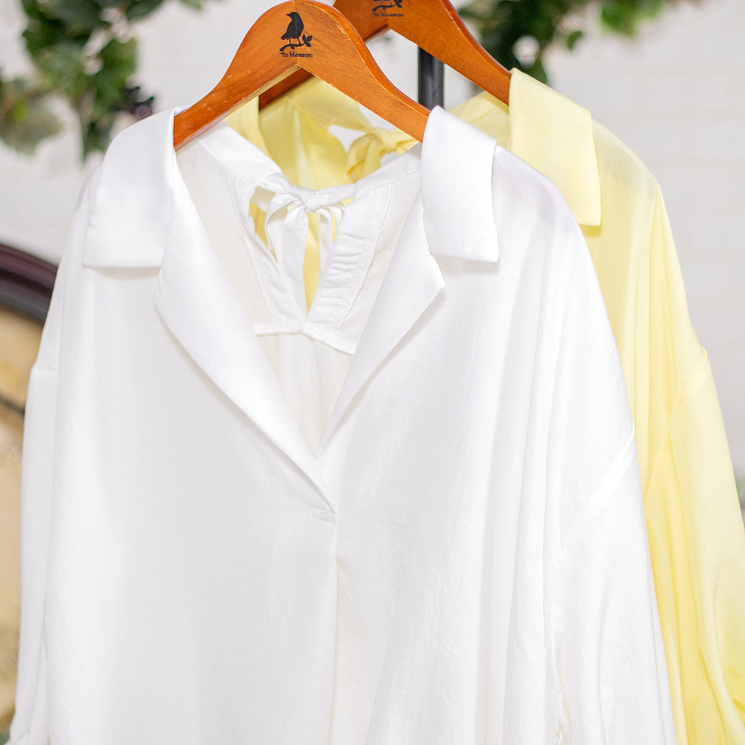 バックリボンタケノコ開襟ブラウス