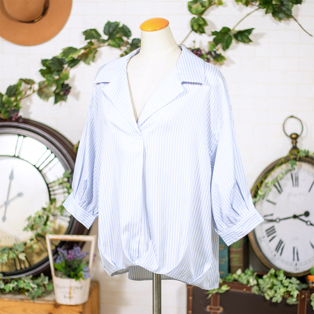 バックリボンタケノコ開襟ブラウス