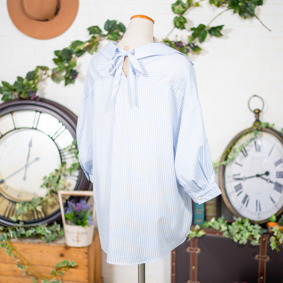 バックリボンタケノコ開襟ブラウス