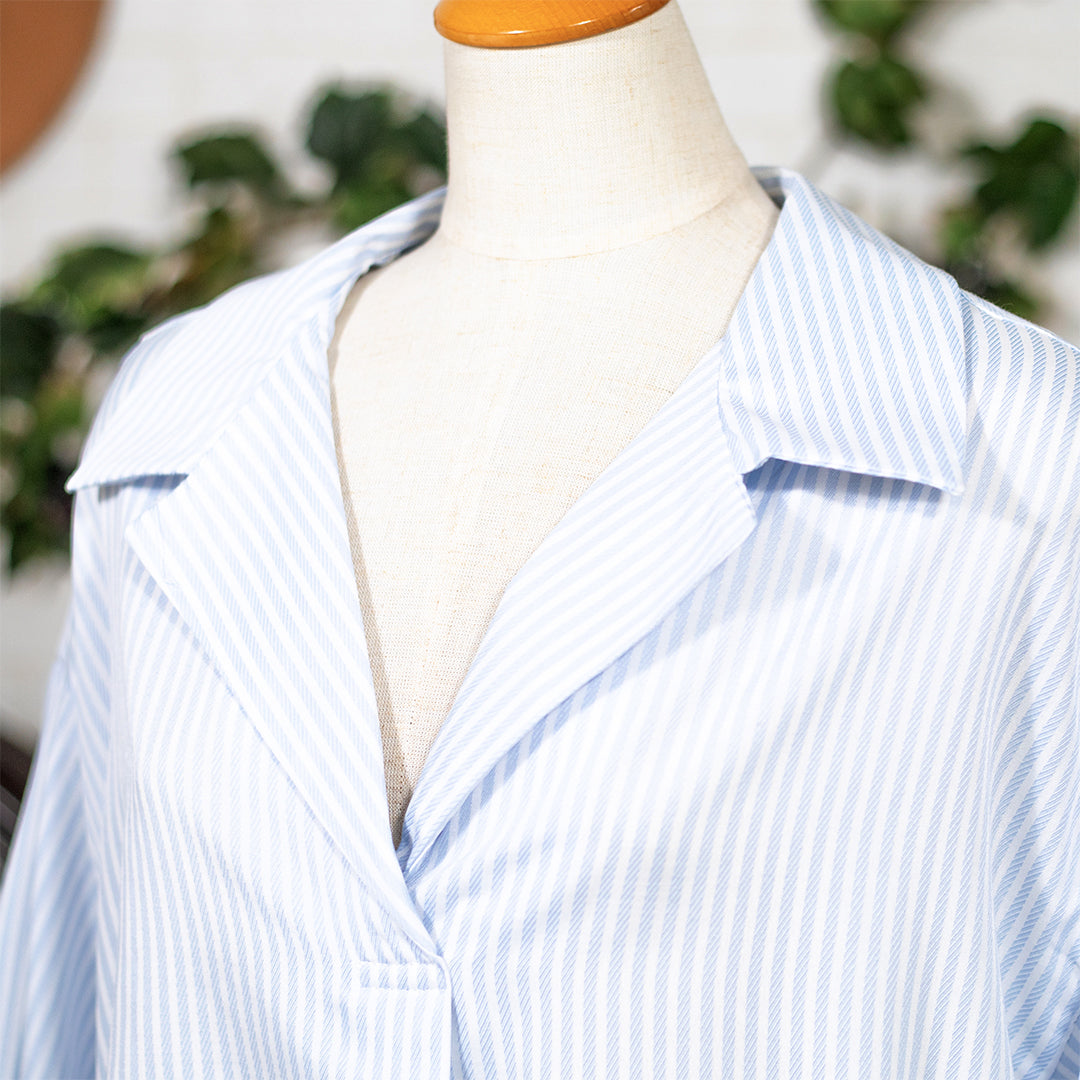 バックリボンタケノコ開襟ブラウス