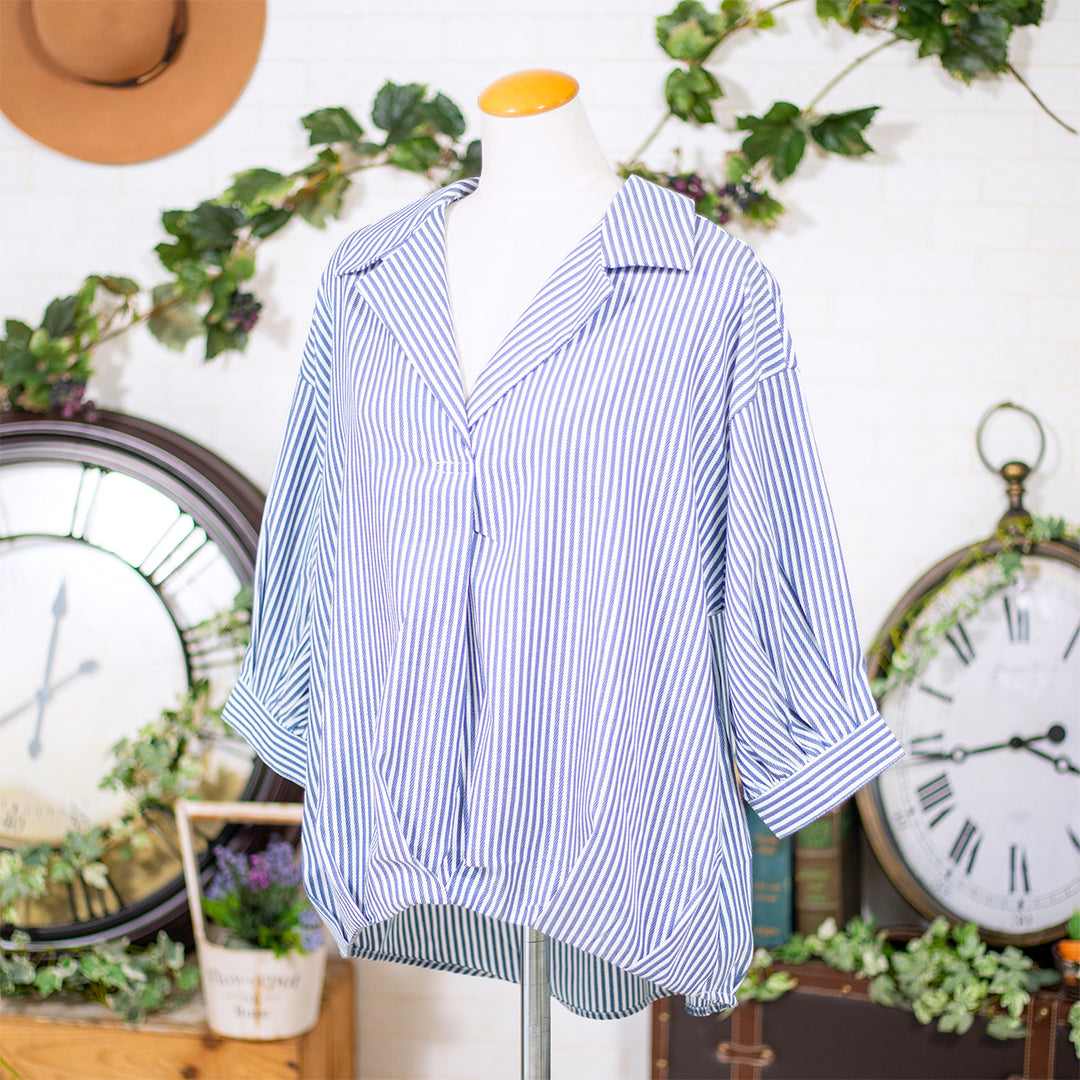 バックリボンタケノコ開襟ブラウス