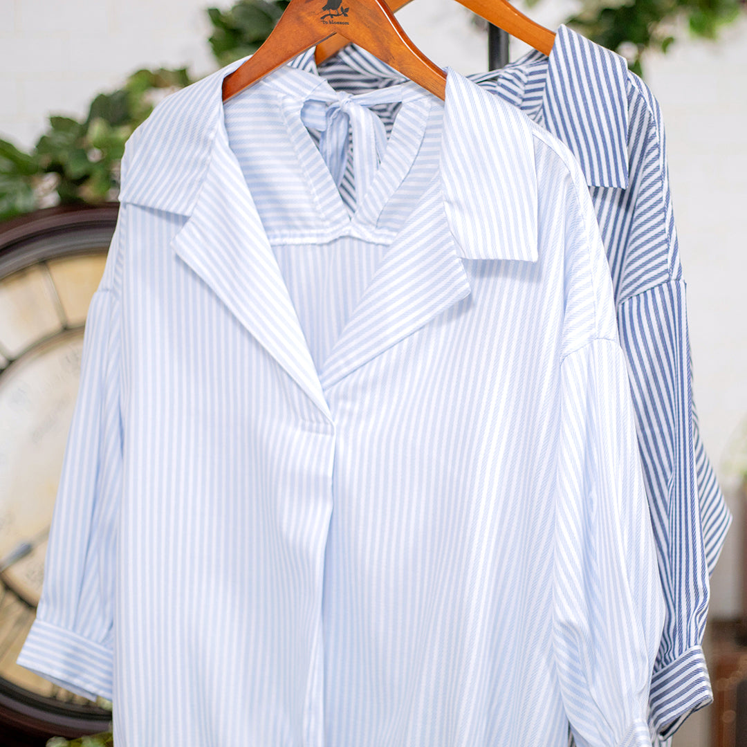 バックリボンタケノコ開襟ブラウス