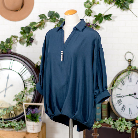 パールボタンタケノコブラウス