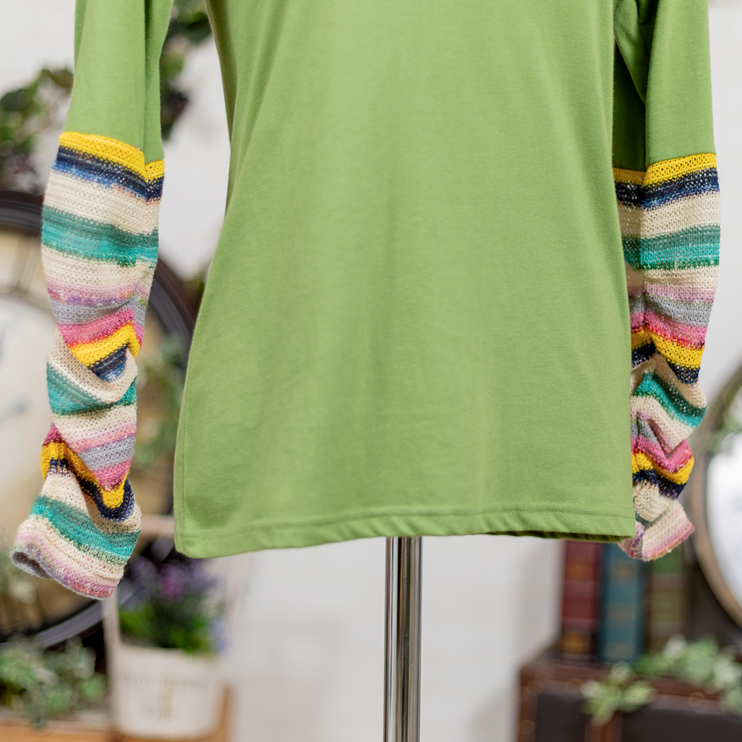 袖ジャガード切り替えカットソー