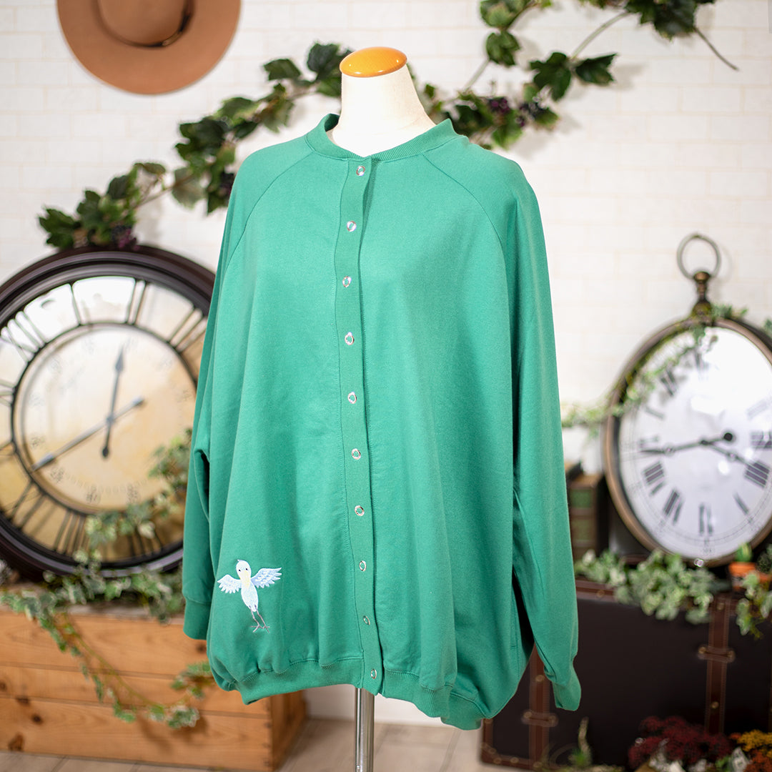 コクーンハシビロコウ刺繡カーディガン