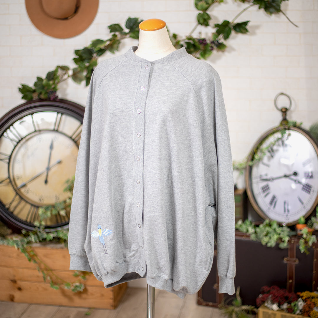 コクーンハシビロコウ刺繡カーディガン