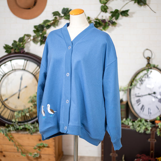 Vネックアオアシカツオドリ刺繡カーディガン