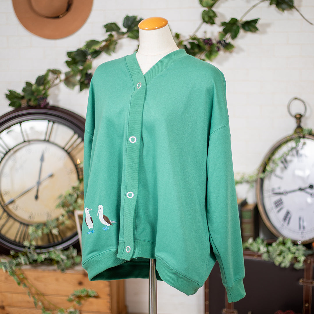 Vネックアオアシカツオドリ刺繡カーディガン