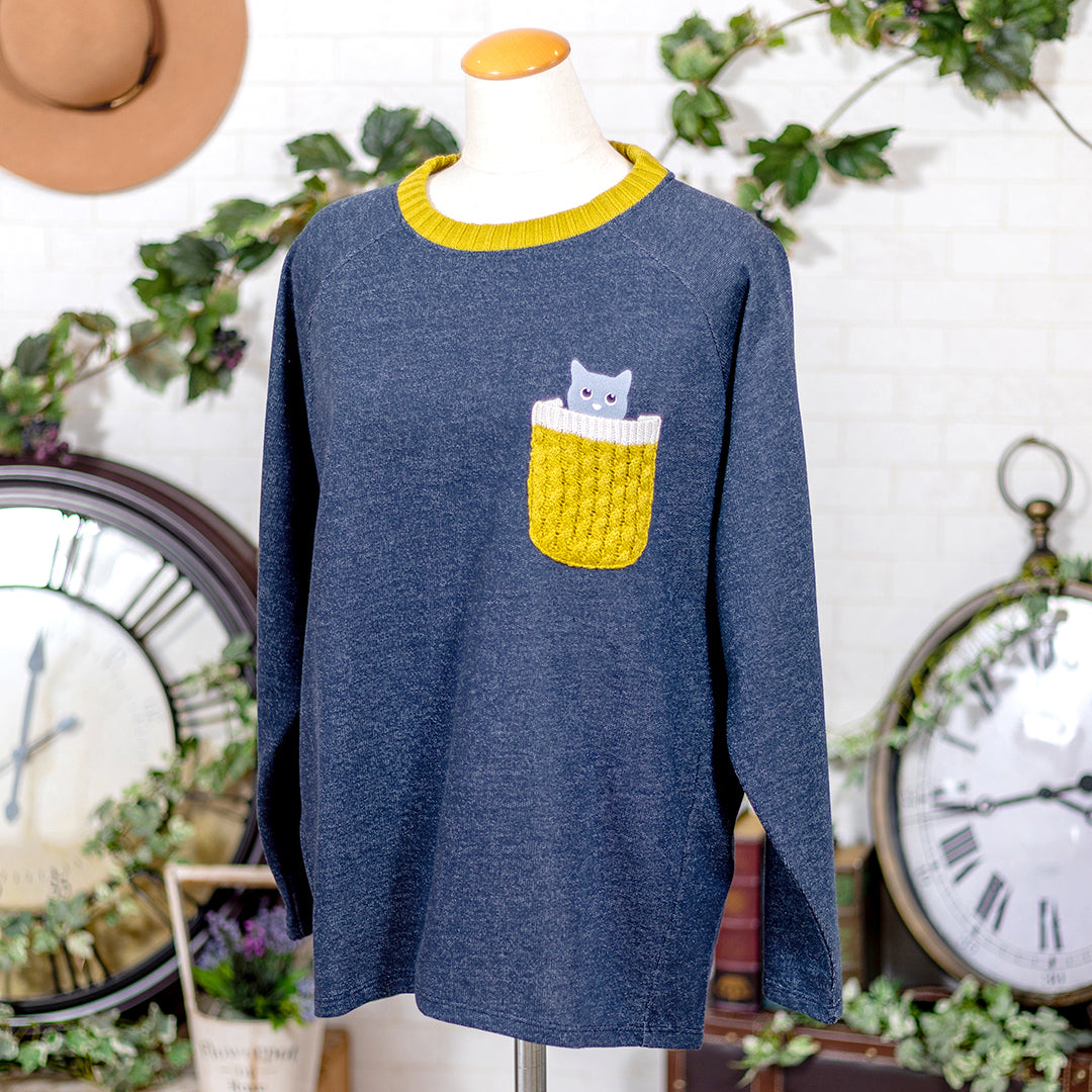 ひょっこりネコポケットカットソー