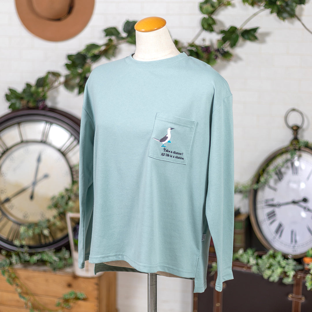 アオアシカツオドリポケット長袖Tシャツ