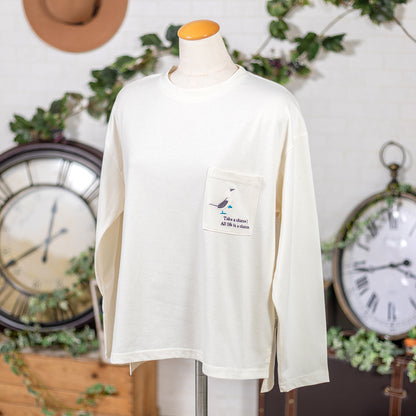 アオアシカツオドリポケット長袖Tシャツ