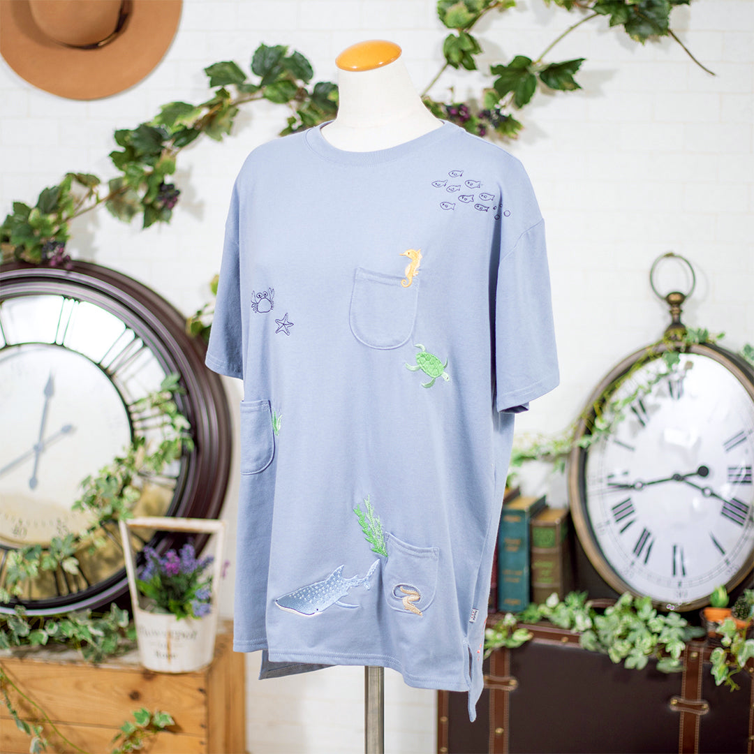 海の仲間多ポケット五分袖カットソー