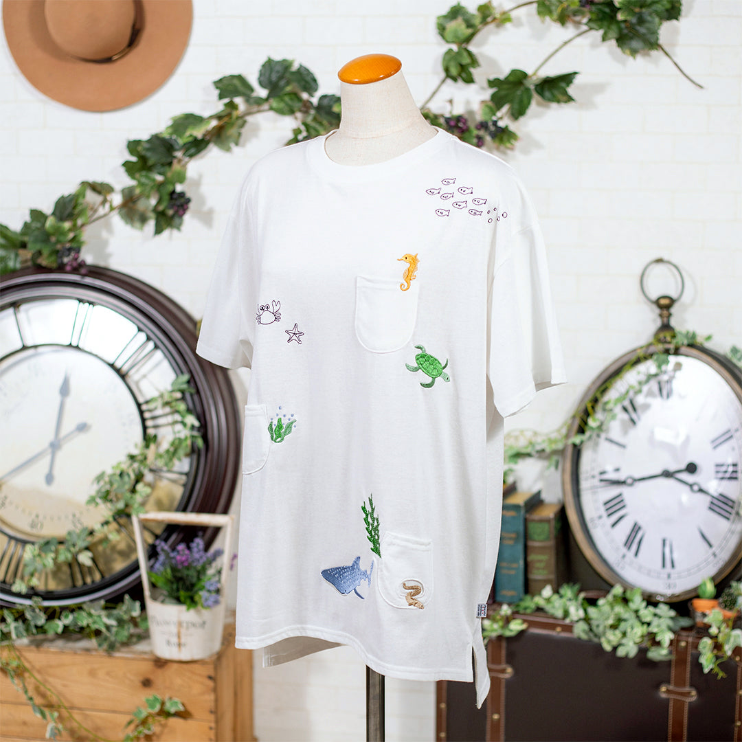 海の仲間多ポケット五分袖カットソー