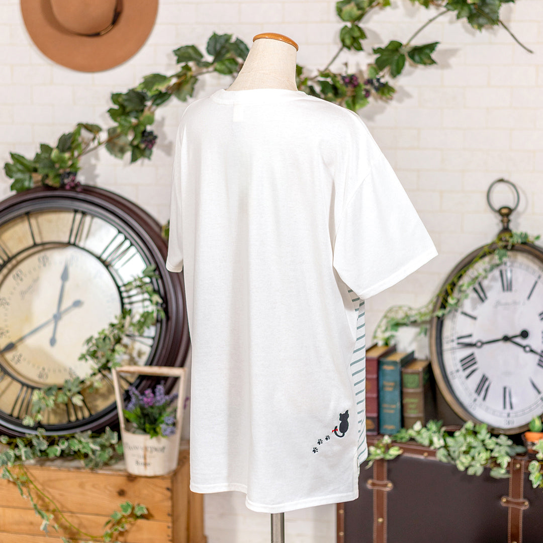 ボーダー切り替えポケ猫チュニック