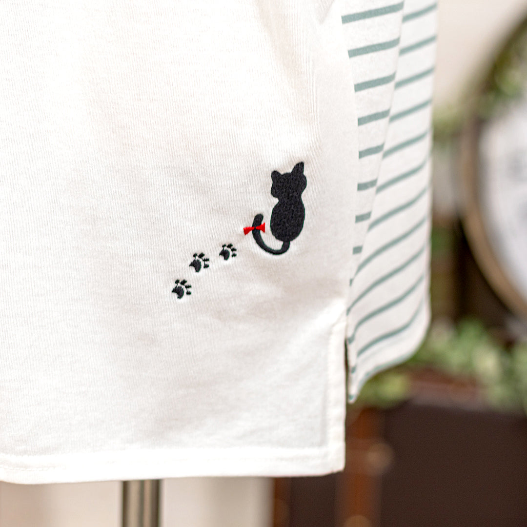 ボーダー切り替えポケ猫チュニック