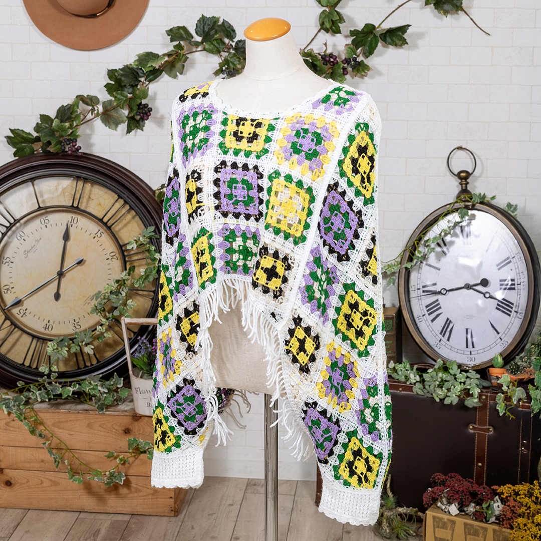 パッチワーク風ポンチョ