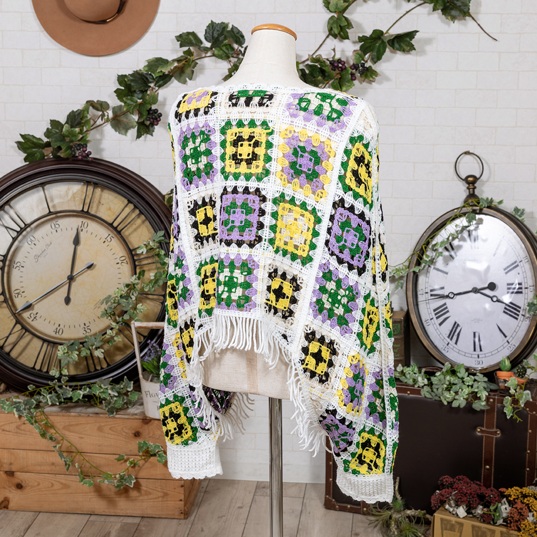 パッチワーク風ポンチョ