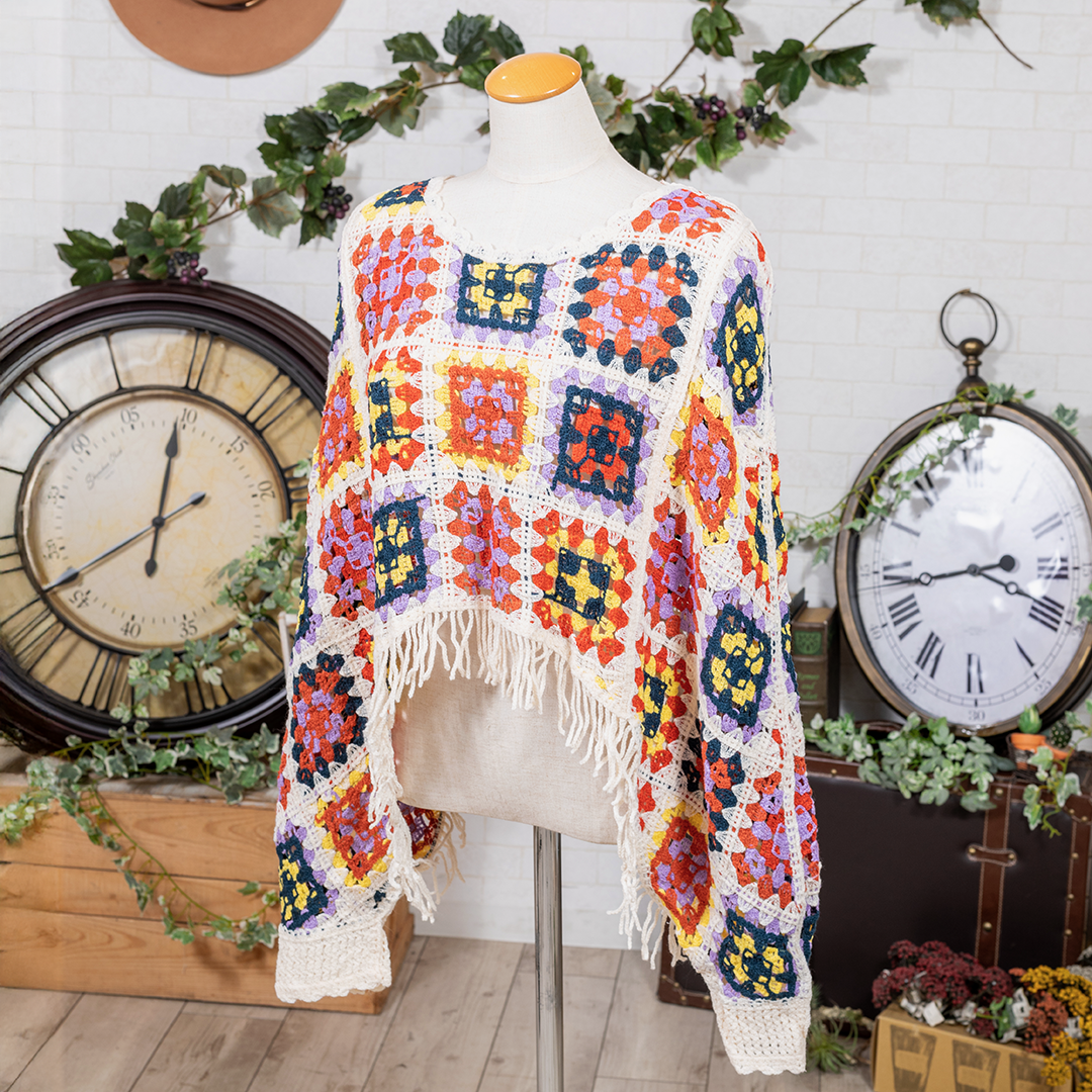 パッチワーク風ポンチョ