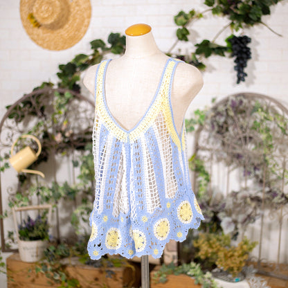 レトロflowerステンドクロシェベスト　