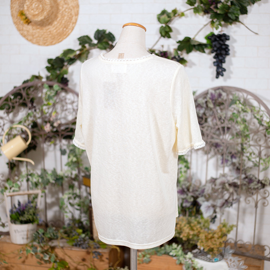 お散歩気分のピコレースシアカットソー