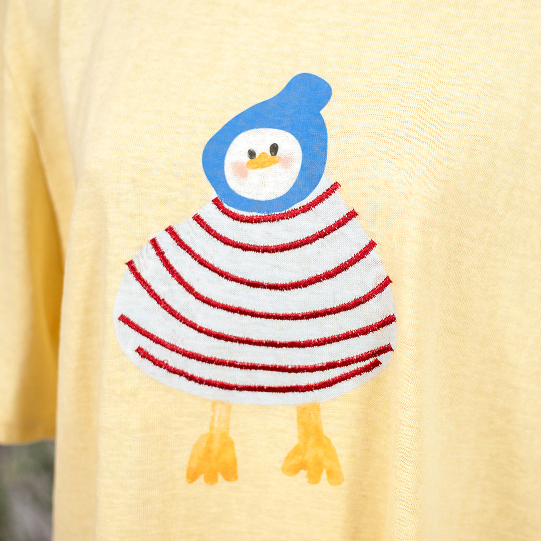 お散歩ﾀﾞｯｸの刺繍Tシャツ