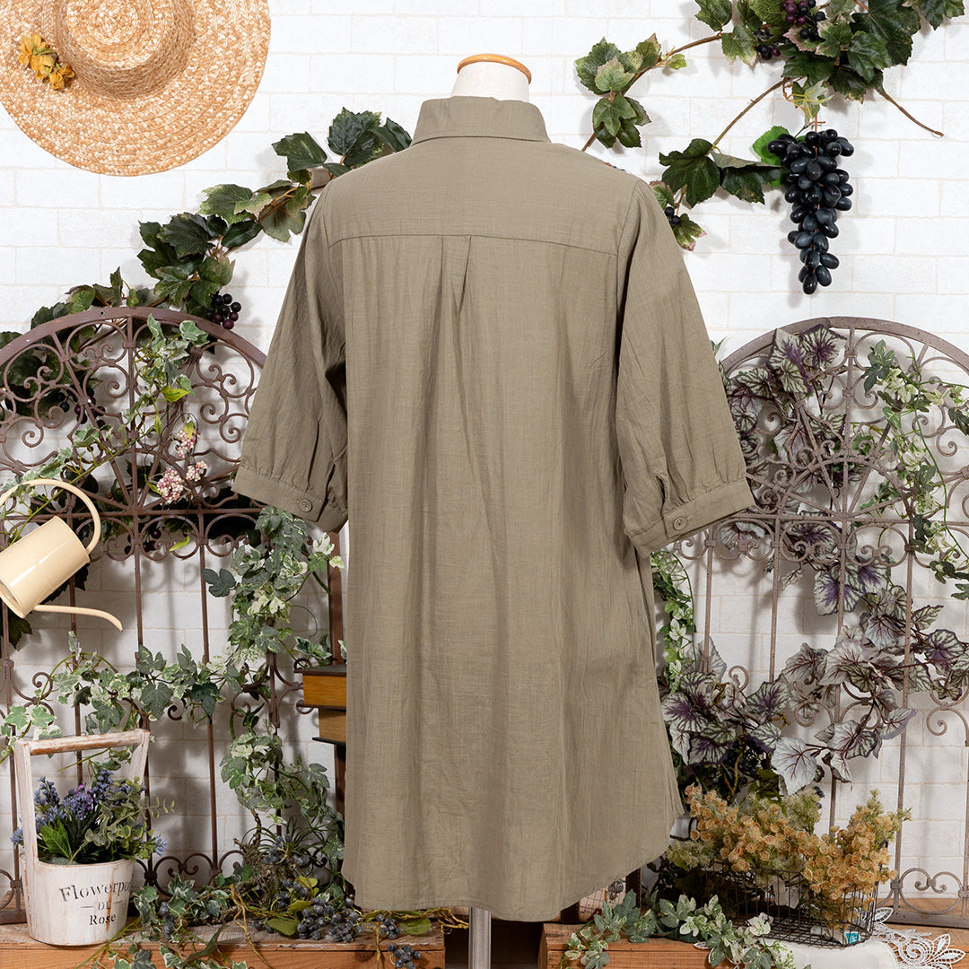 北欧刺繍のロングシャツ
