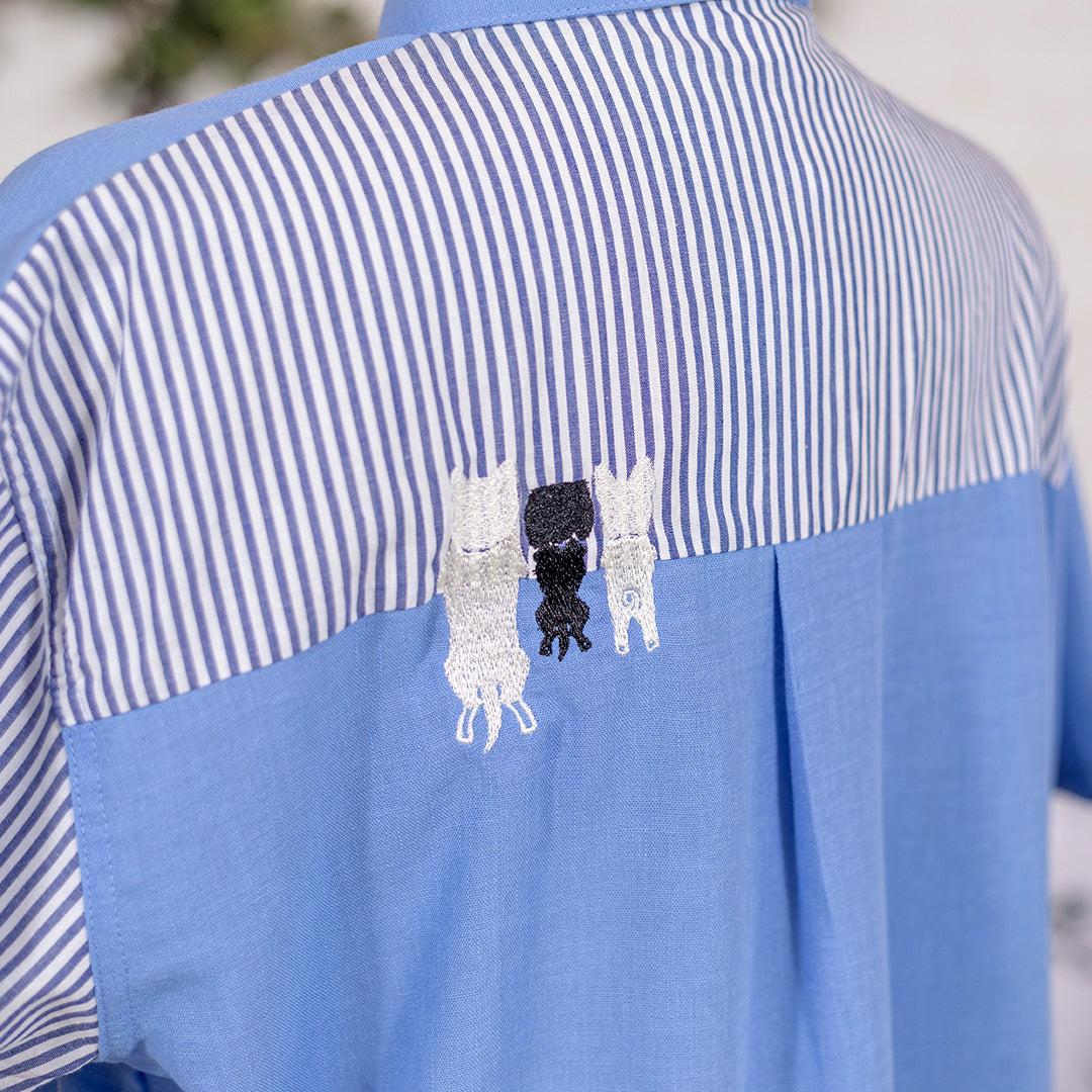 TC無地×柄のわんちゃん刺繍シャツ