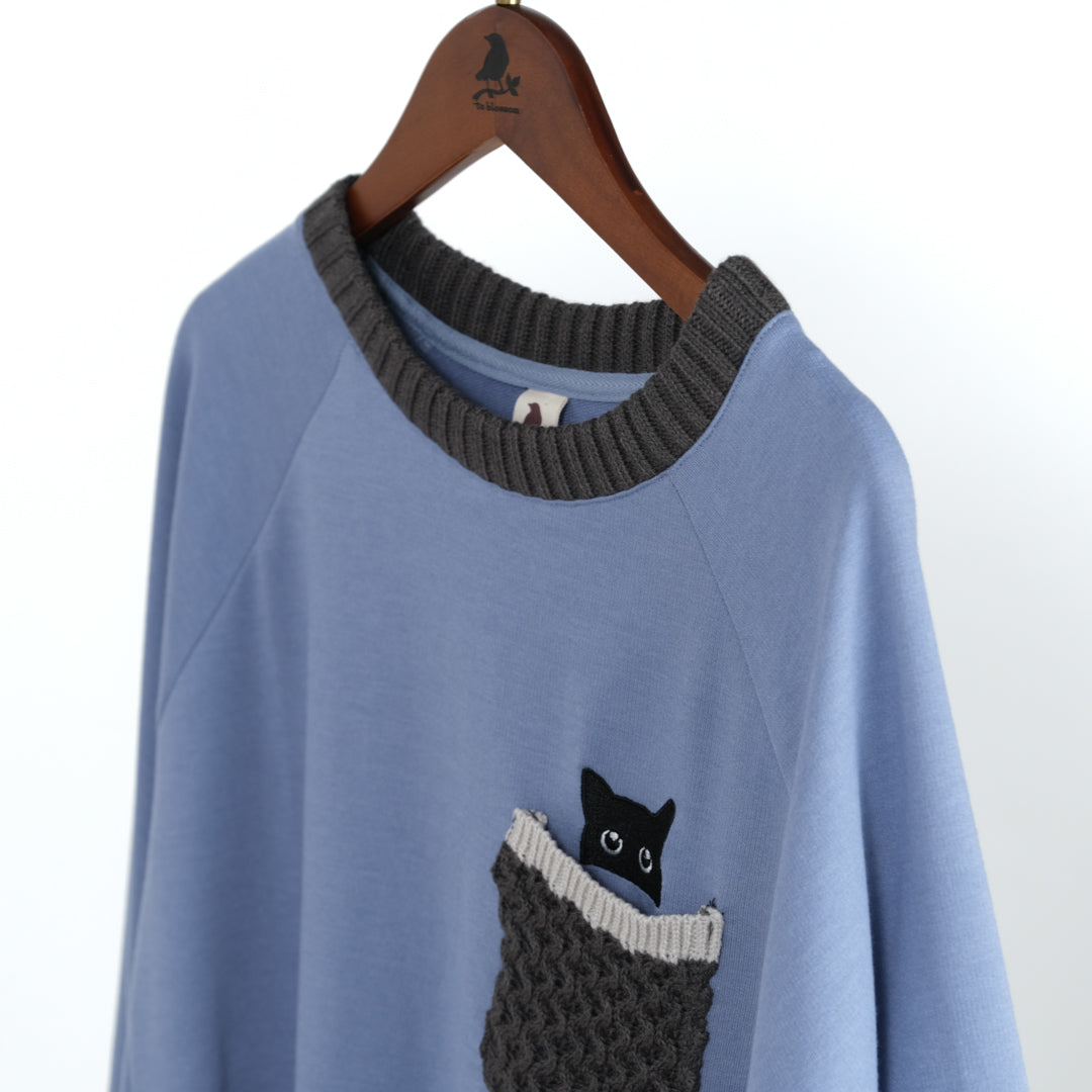 ひょっこりポケット猫裏毛プルオーバー (8213573369988)