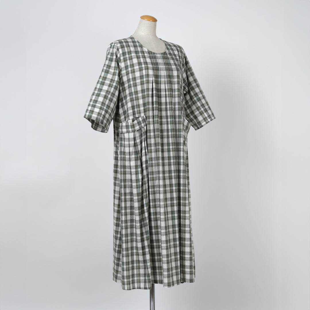 チェックでかポケットブラウスワンピース (8229234540676)