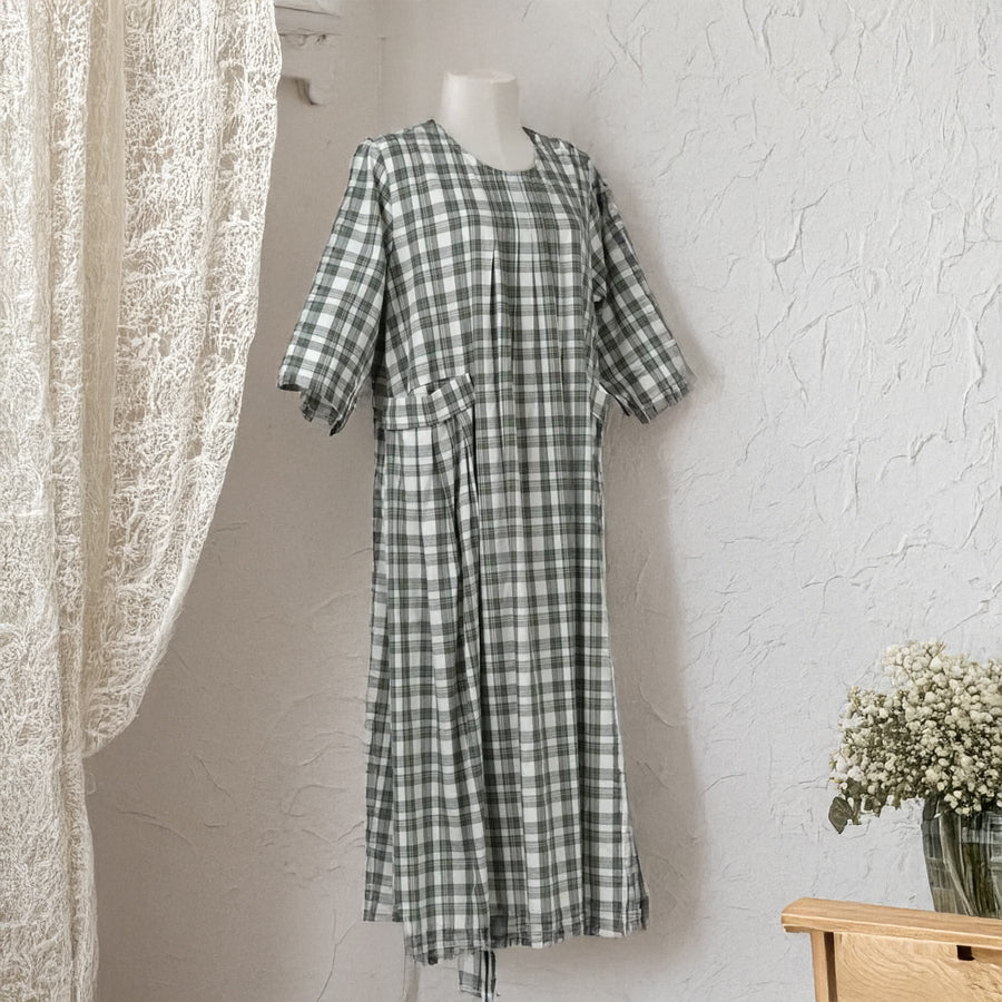 チェックでかポケットブラウスワンピース (8229234540676)