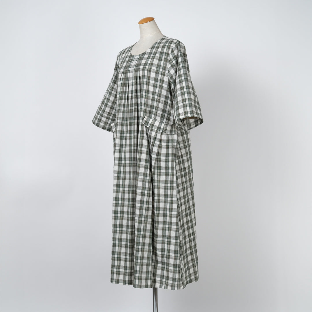 チェックでかポケットブラウスワンピース (8229234540676)