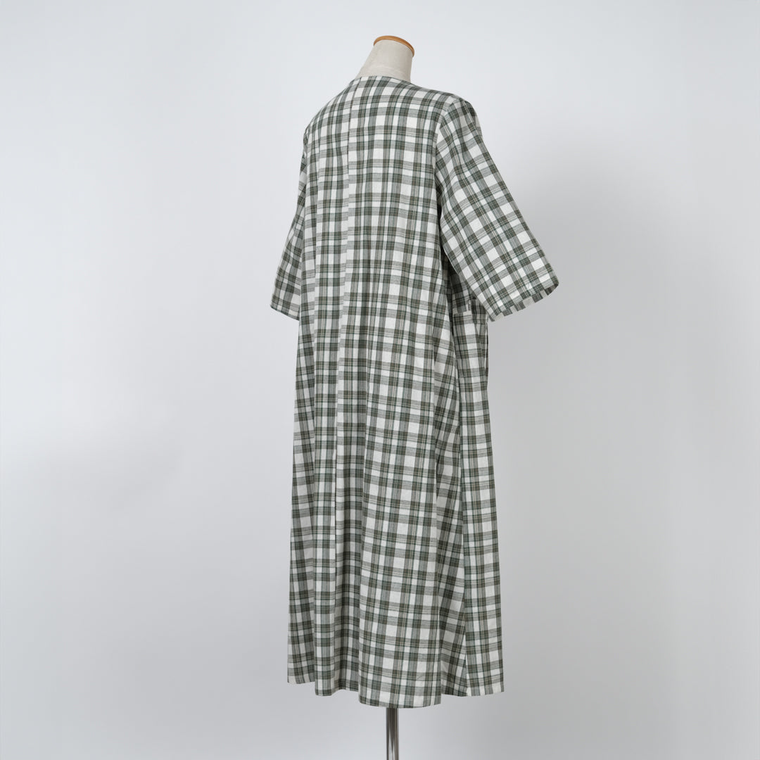 チェックでかポケットブラウスワンピース (8229234540676)