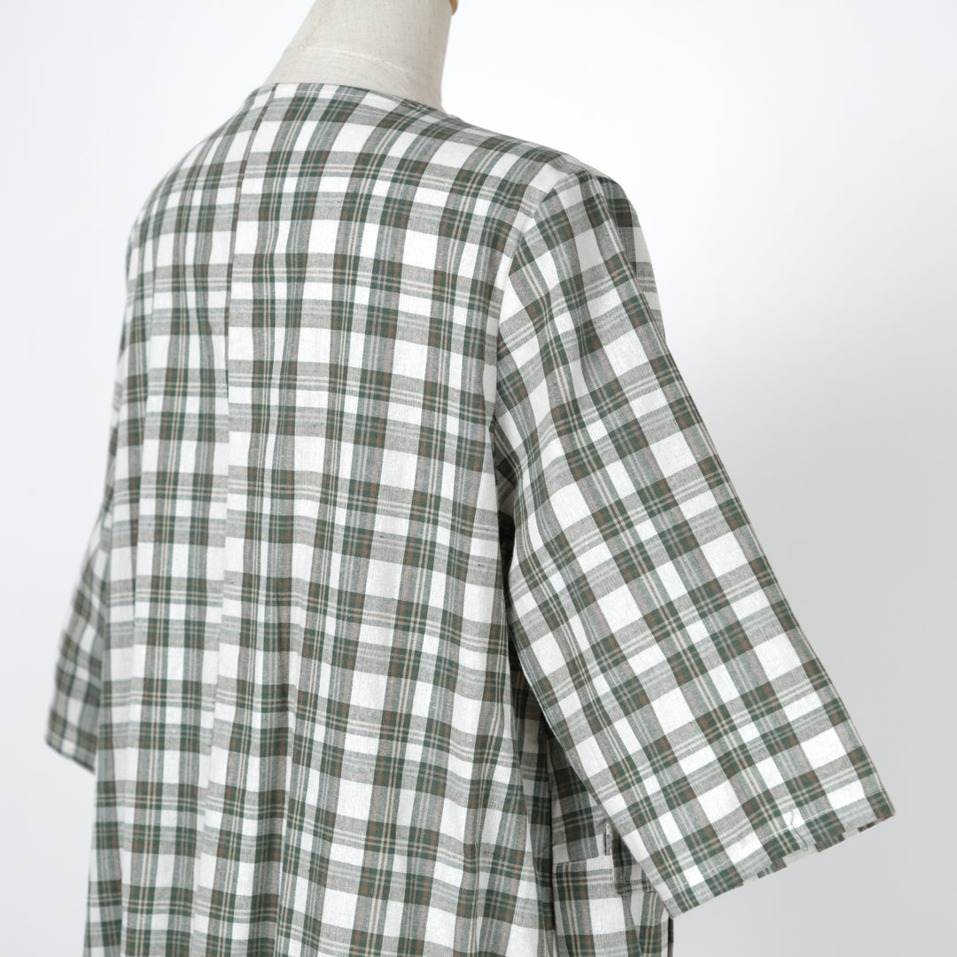 チェックでかポケットブラウスワンピース (8229234540676)