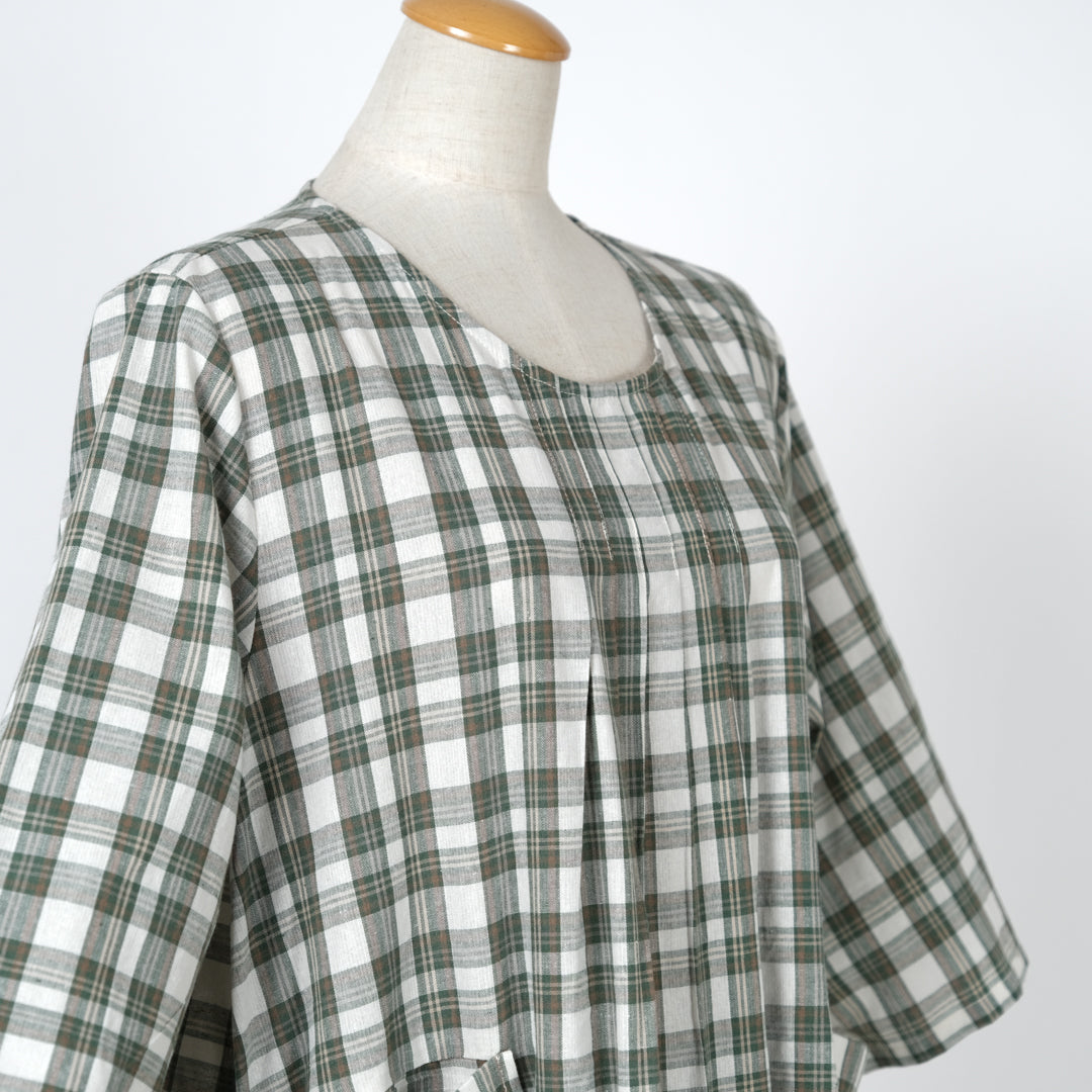 チェックでかポケットブラウスワンピース (8229234540676)