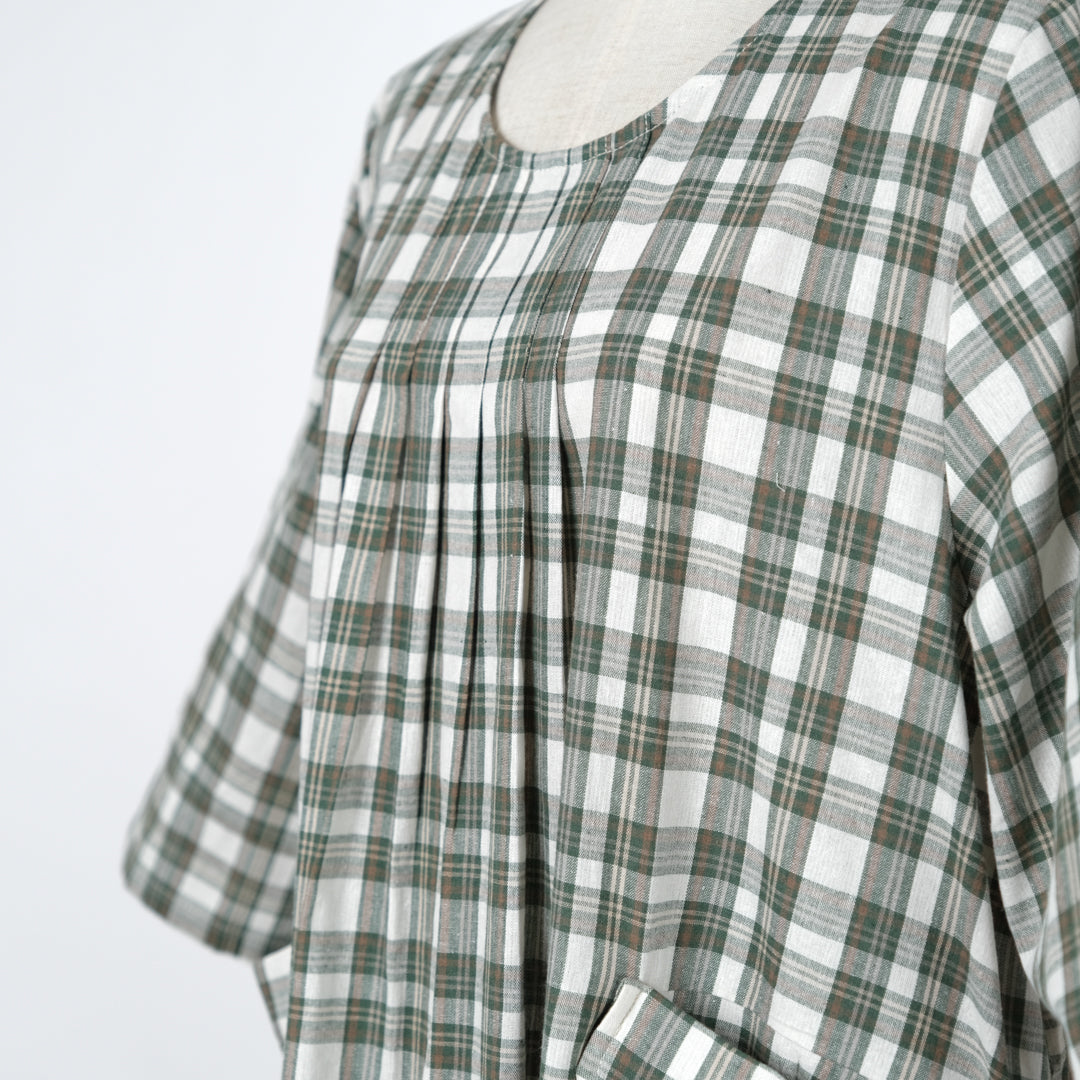 チェックでかポケットブラウスワンピース (8229234540676)