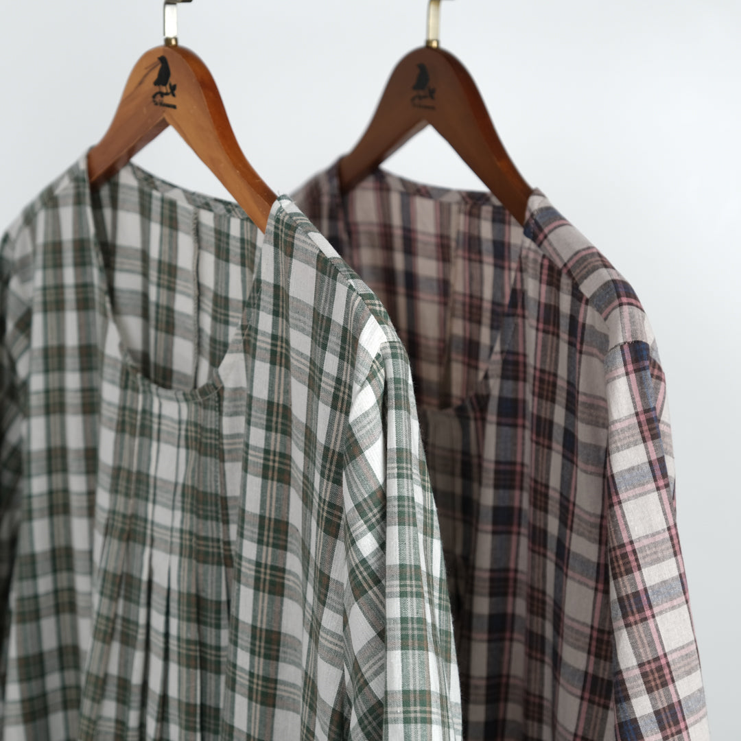 チェックでかポケットブラウスワンピース (8229234540676)