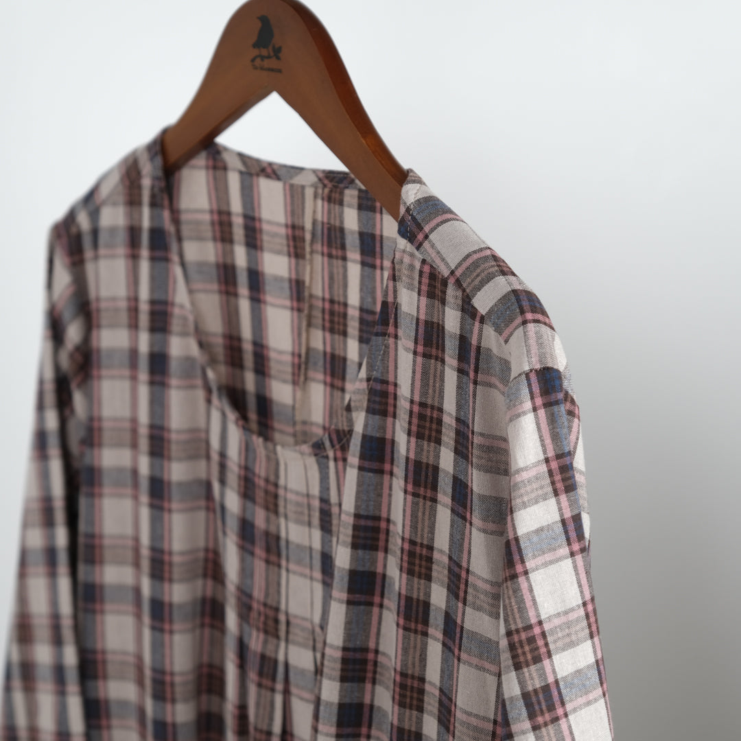 チェックでかポケットブラウスワンピース (8229234540676)