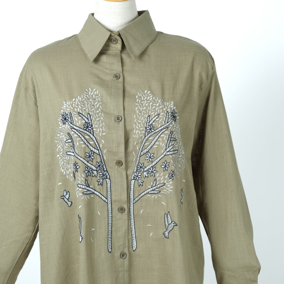 小鳥刺しゅうロングブラウス (8234265116804)