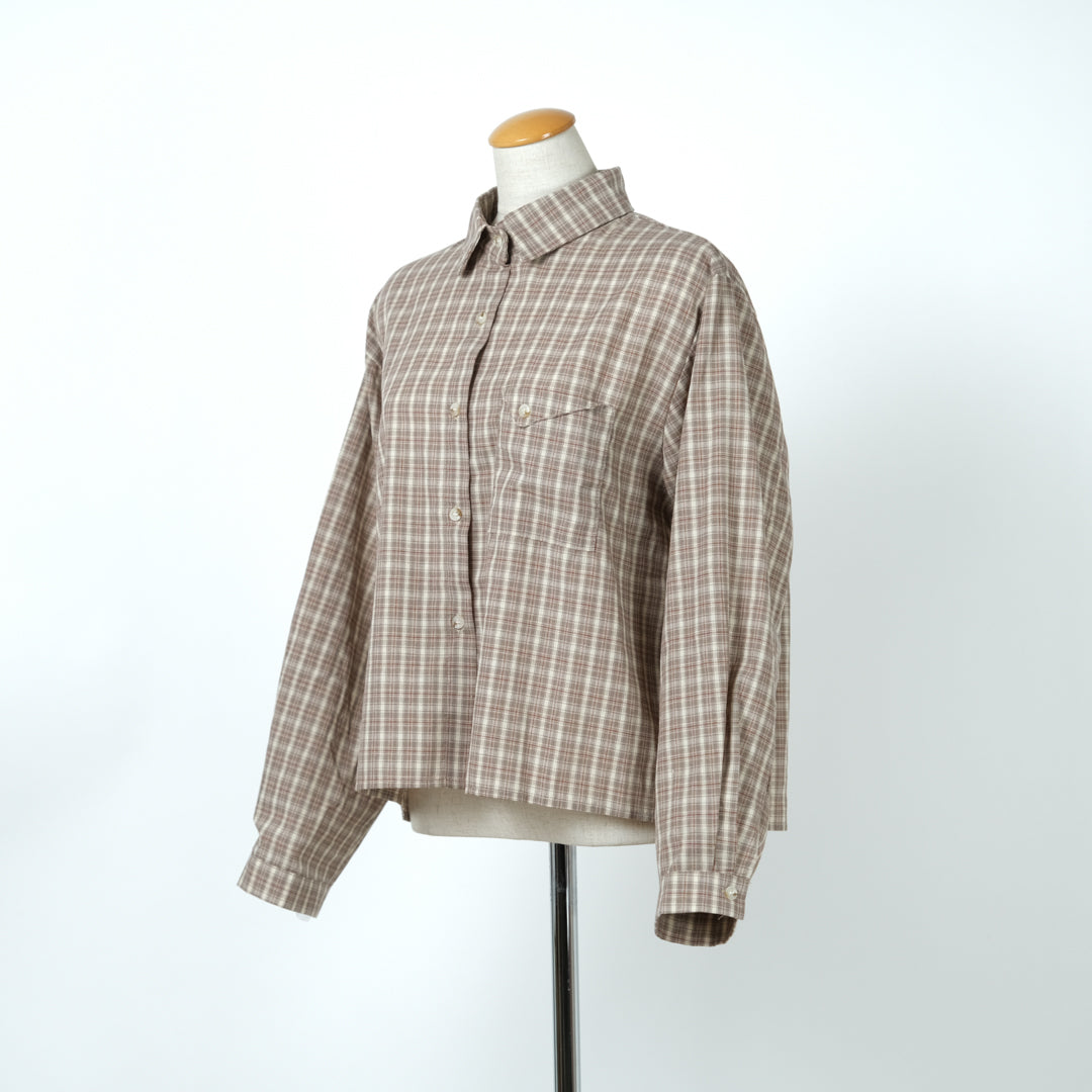 チェック三角ポケットブラウス (8234269704324)