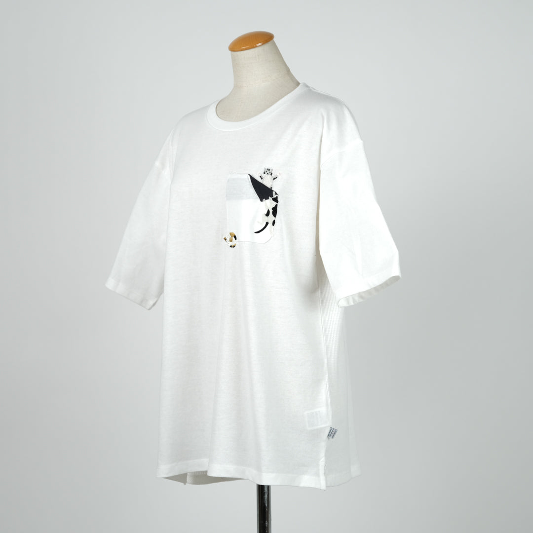 ワッフル切替めくれポケット猫Tシャツ (9998350549124)