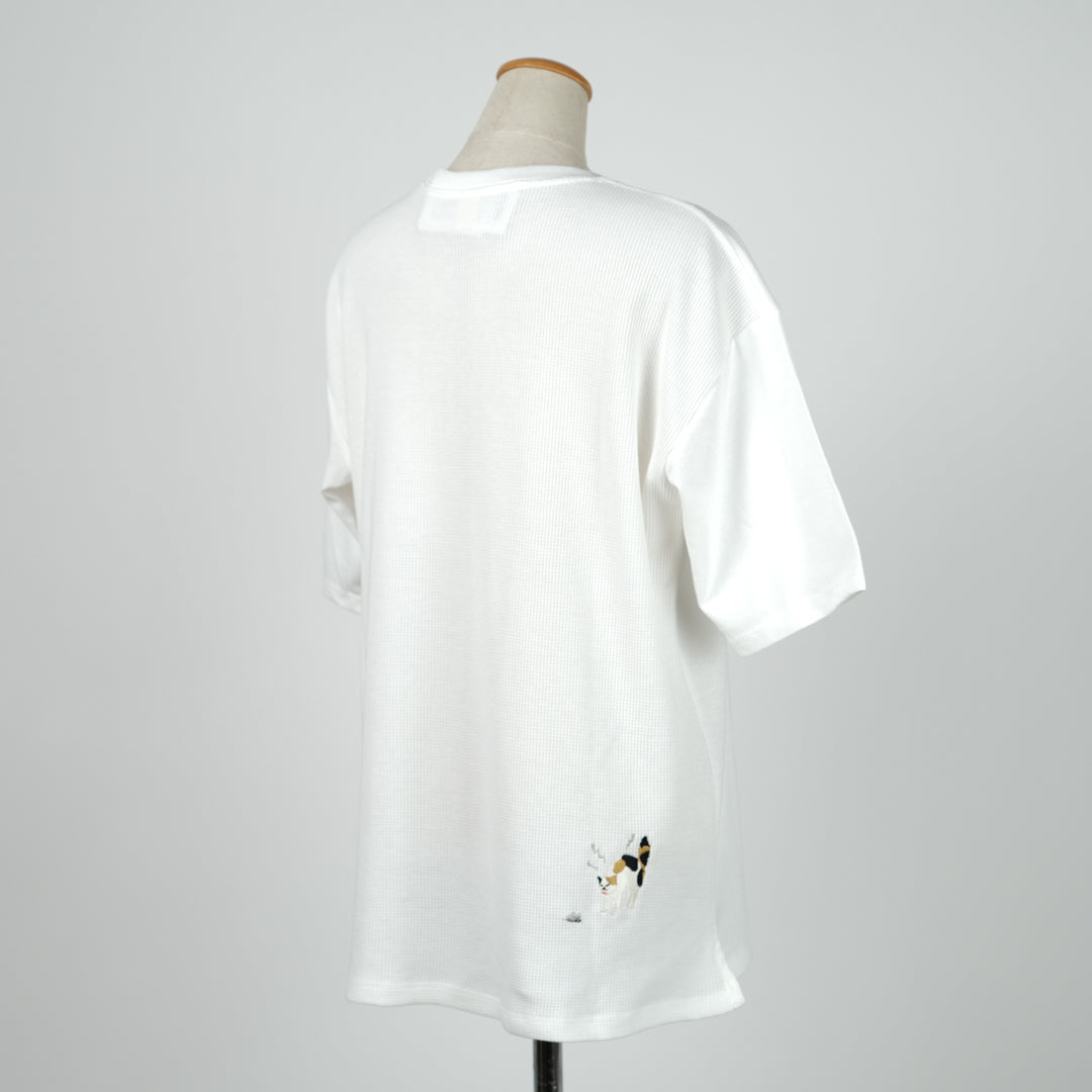 ワッフル切替めくれポケット猫Tシャツ (9998350549124)