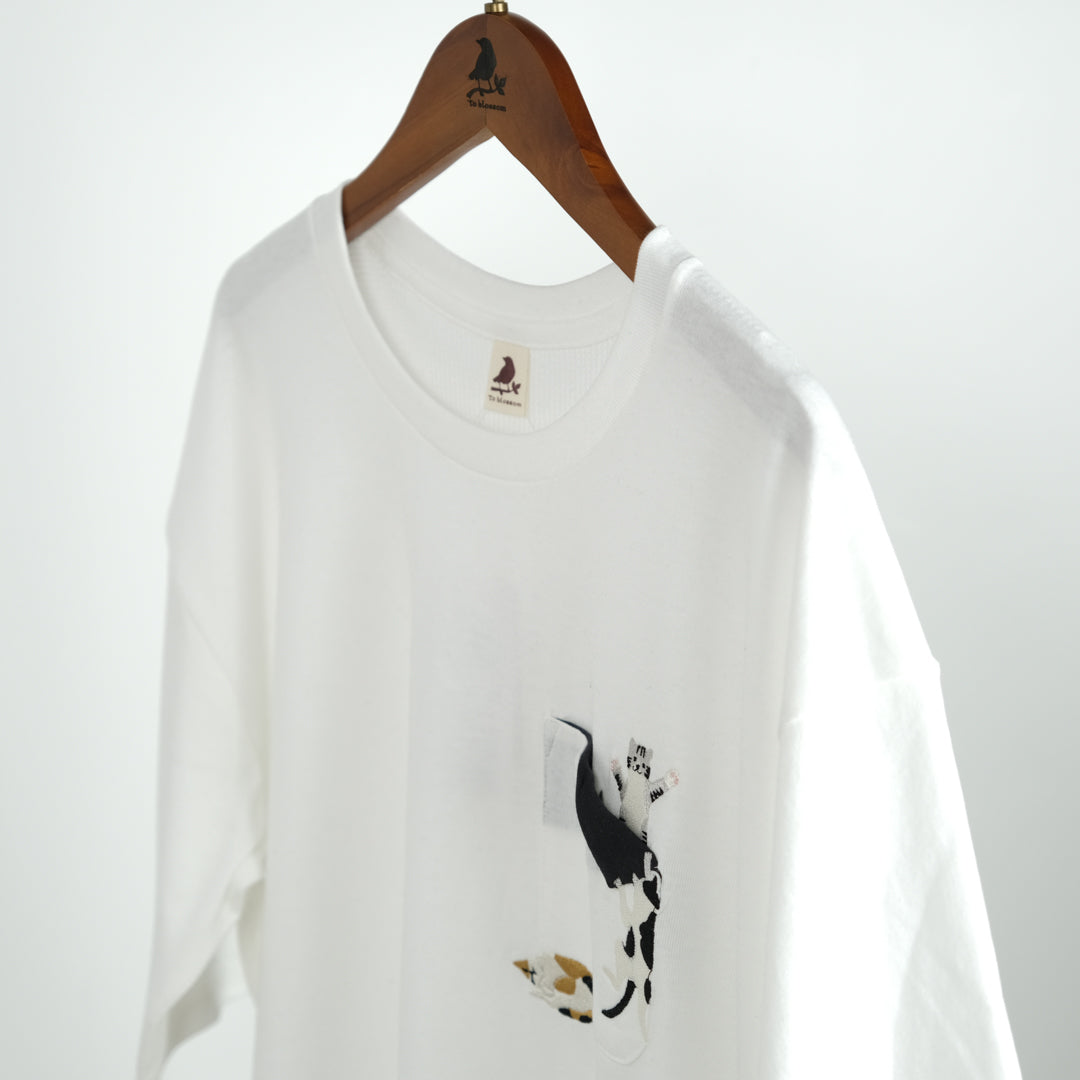 ワッフル切替めくれポケット猫Tシャツ (9998350549124)