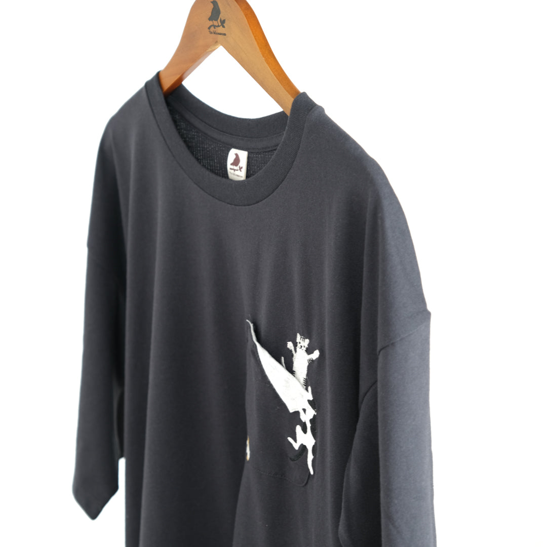 ワッフル切替めくれポケット猫Tシャツ (9998350549124)