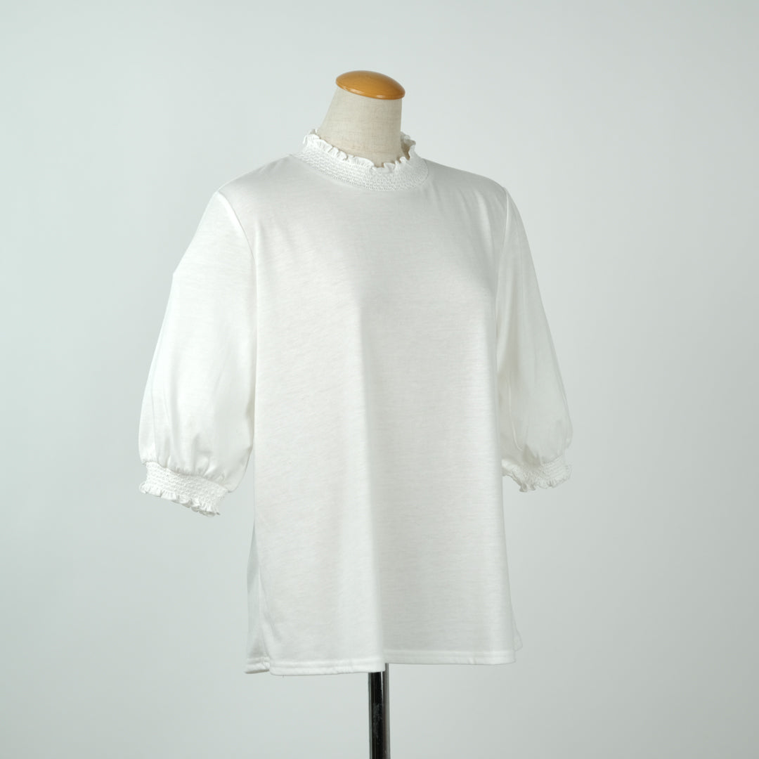 シャーリング襟6分プルオーバー (9999865610372)