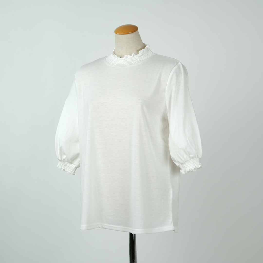 シャーリング襟6分プルオーバー (9999865610372)