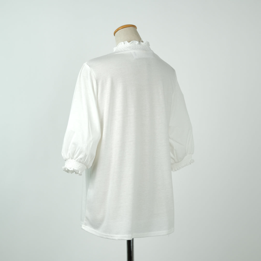 シャーリング襟6分プルオーバー (9999865610372)