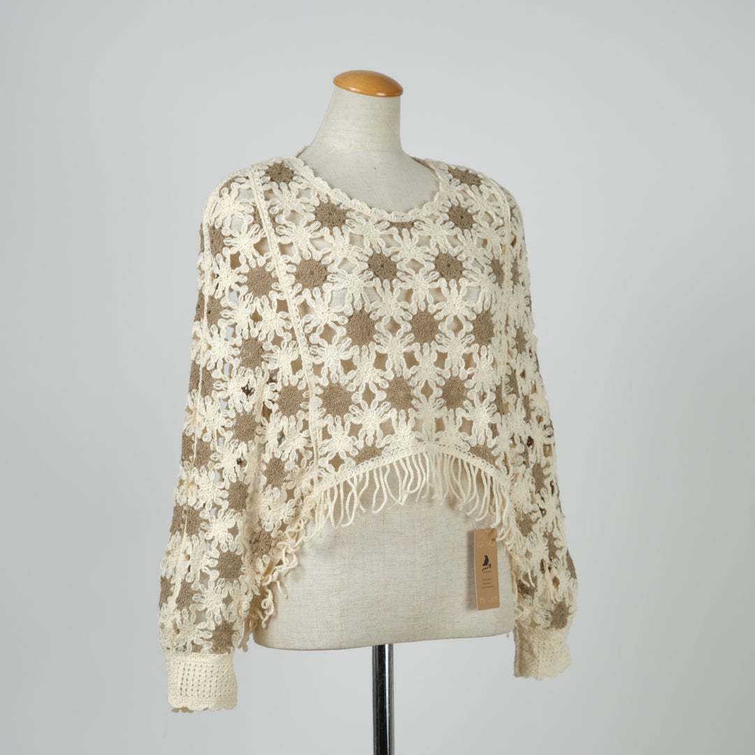 フラワーモチーフポンチョ (10000596467844)